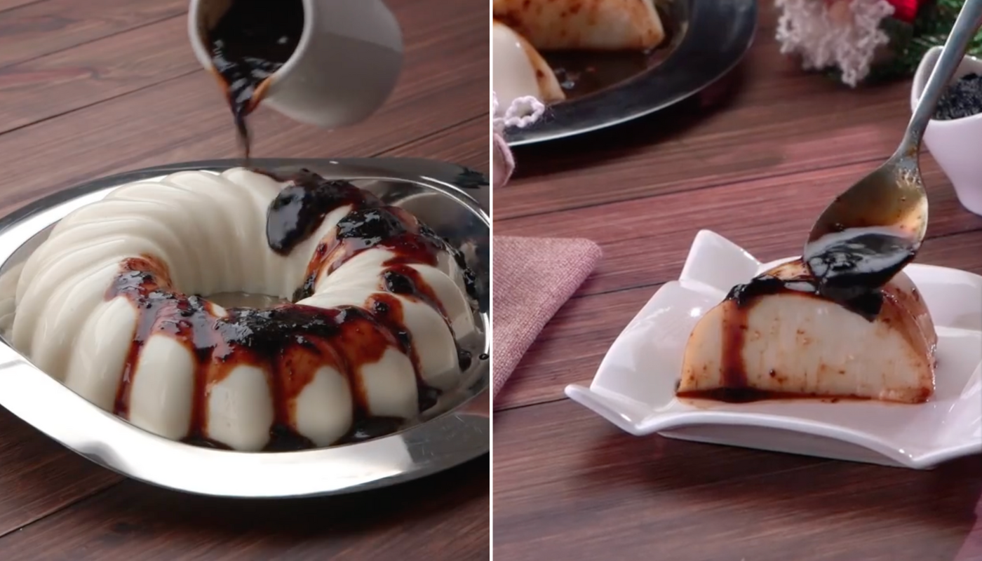 Receita de manjar de coco com calda de vinho fica perfumada com noz moscada e canela