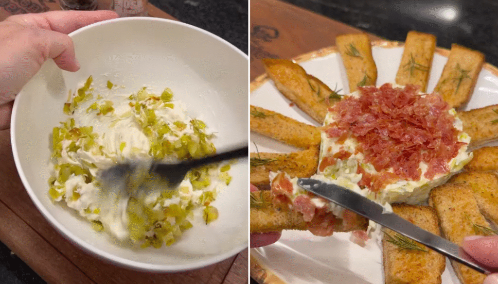 Creme de alho-poró com salame crocante