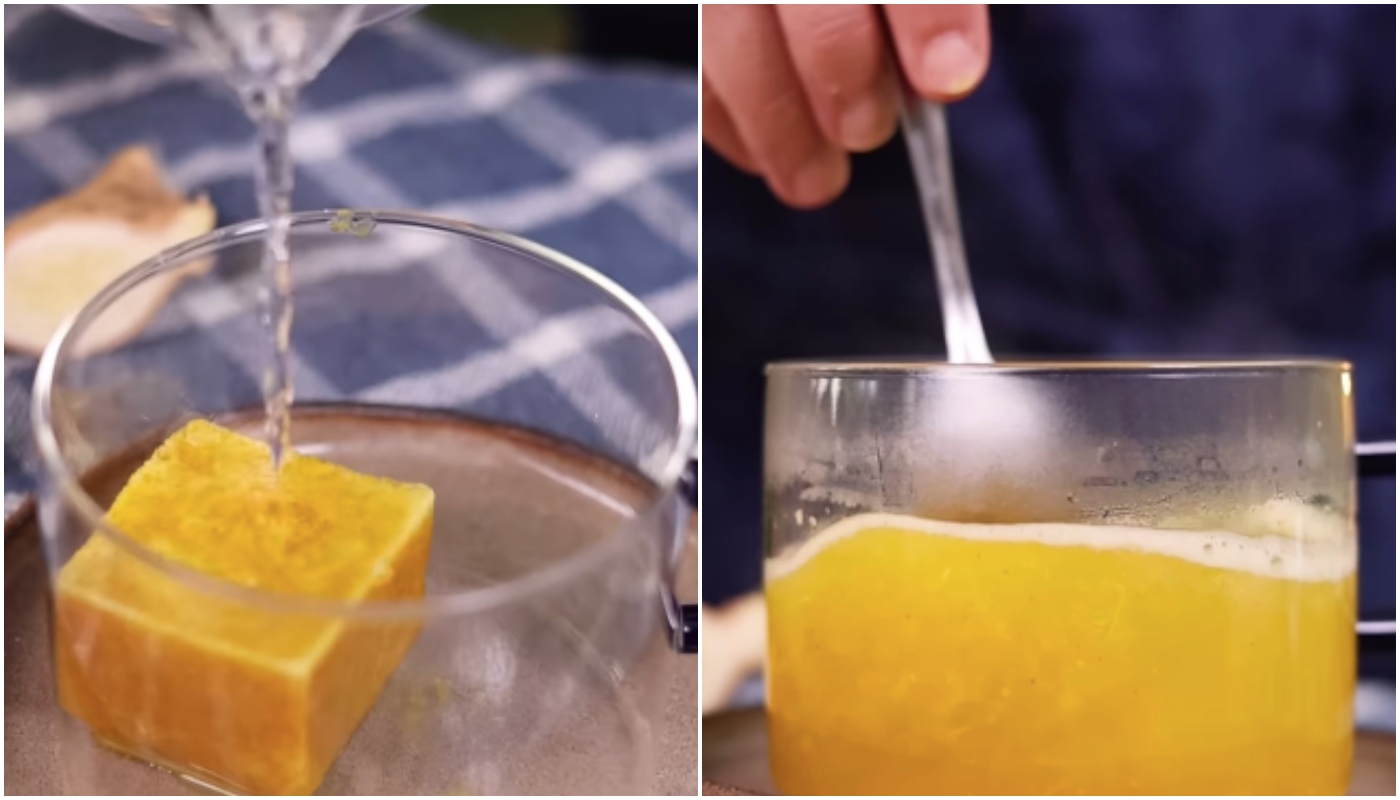 Chá de cúrcuma e gengibre vai do cubo de gelo diretamente para a xícara: como fazer