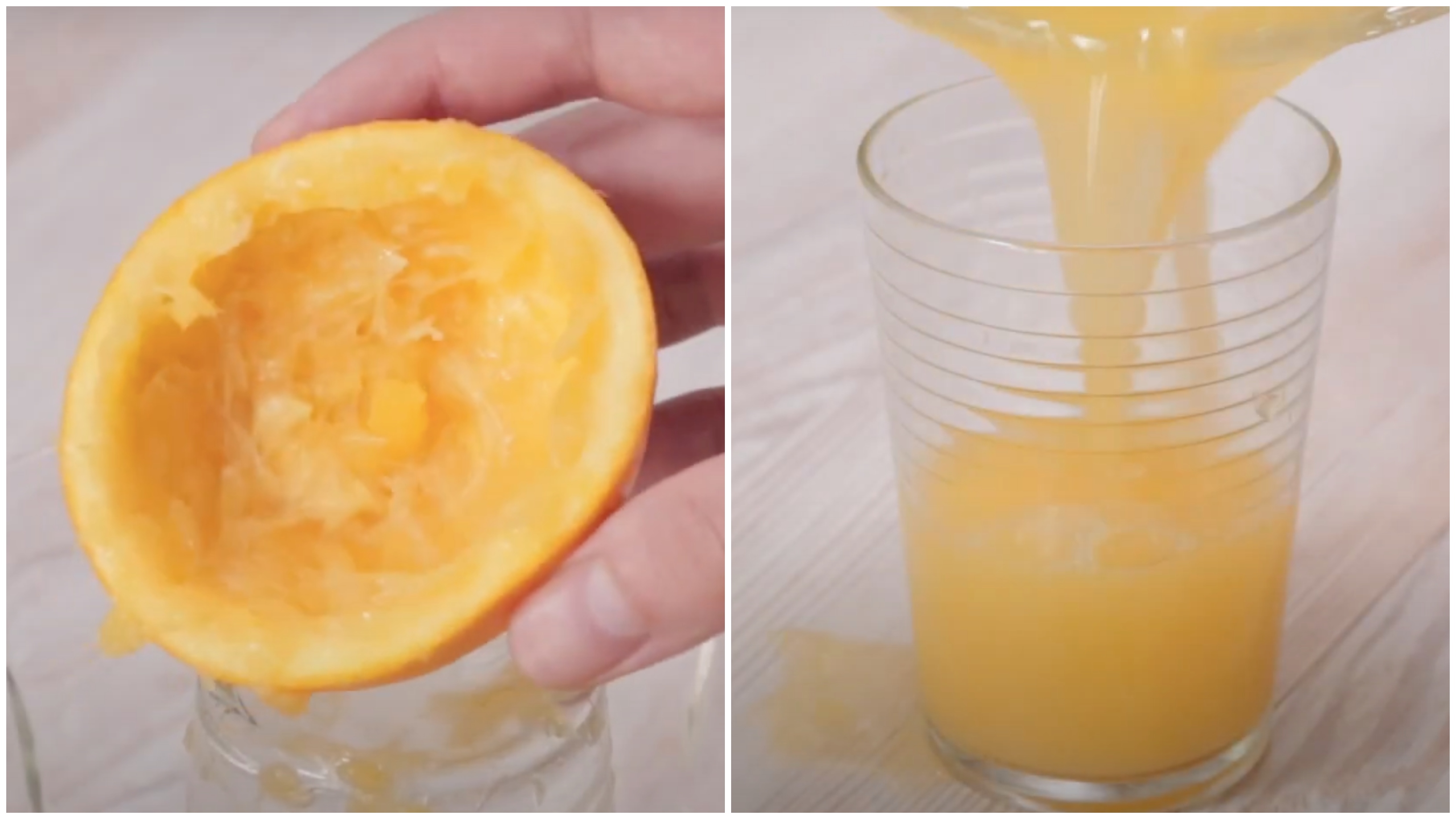 Copo é muito mais eficiente que espremedor para tirar suco da laranja: veja como fazer