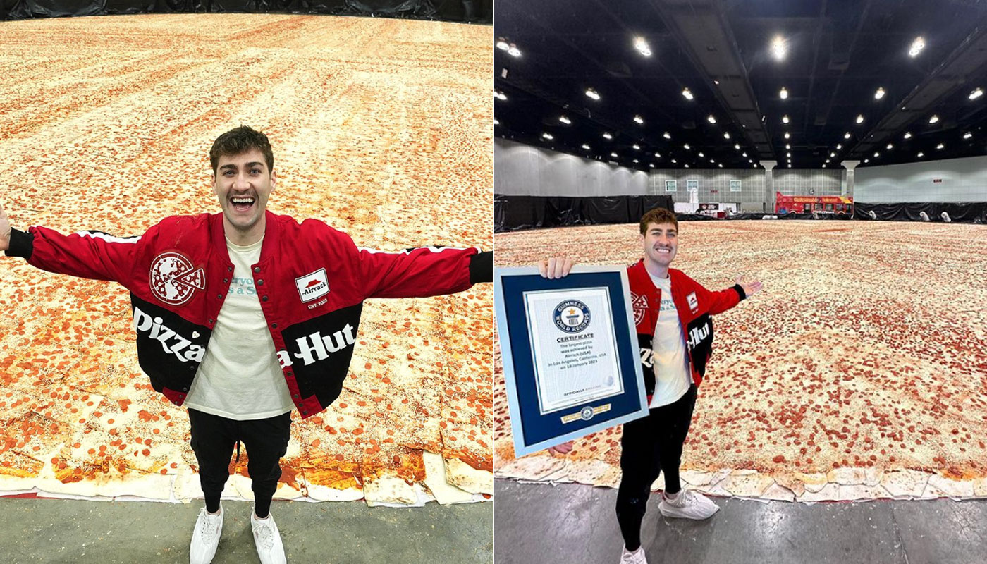 Pizza Hut bate recorde de maior pizza do mundo com prato de 1,3 mil m²: parte dela foi doada