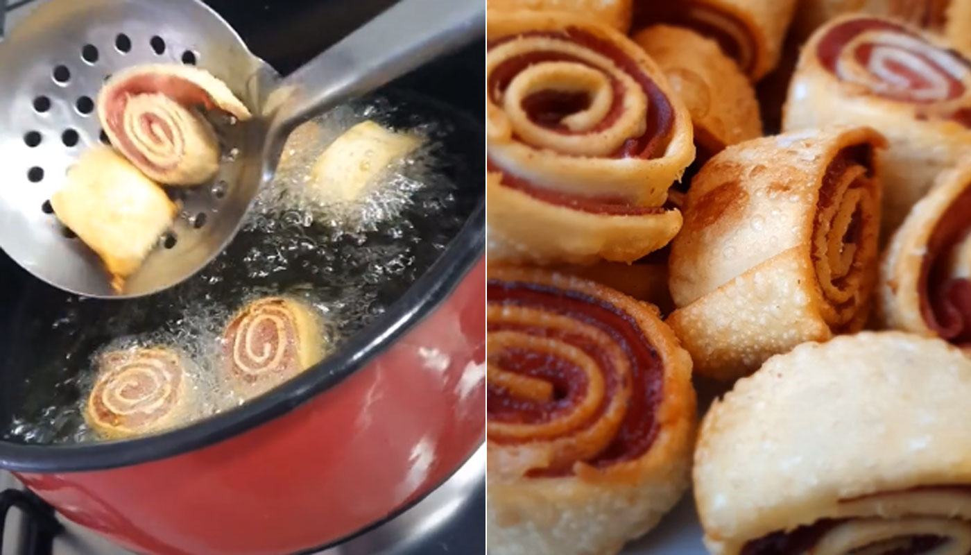 Massa de pastel e mortadela viram salgadinho caseiro vapt-vupt: receita de ex-MasterChef